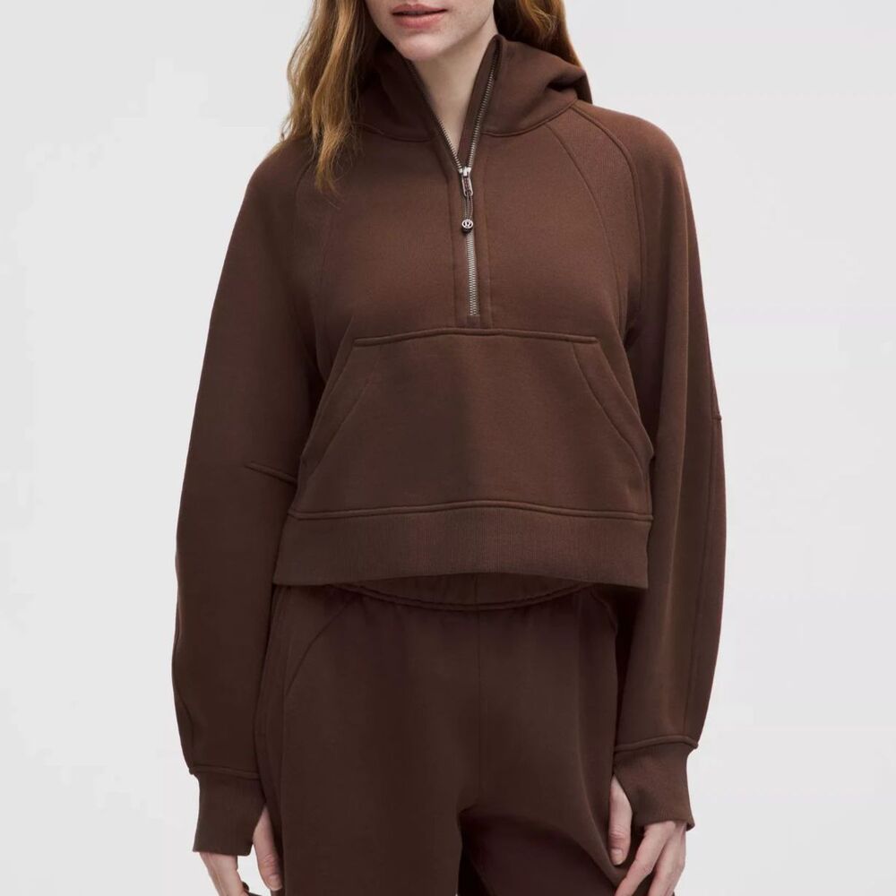 Lululemon Scuba Oversized Half Zip Hoodie - Espresso Brown Cropped - XS/S - Picture 1 of 4
